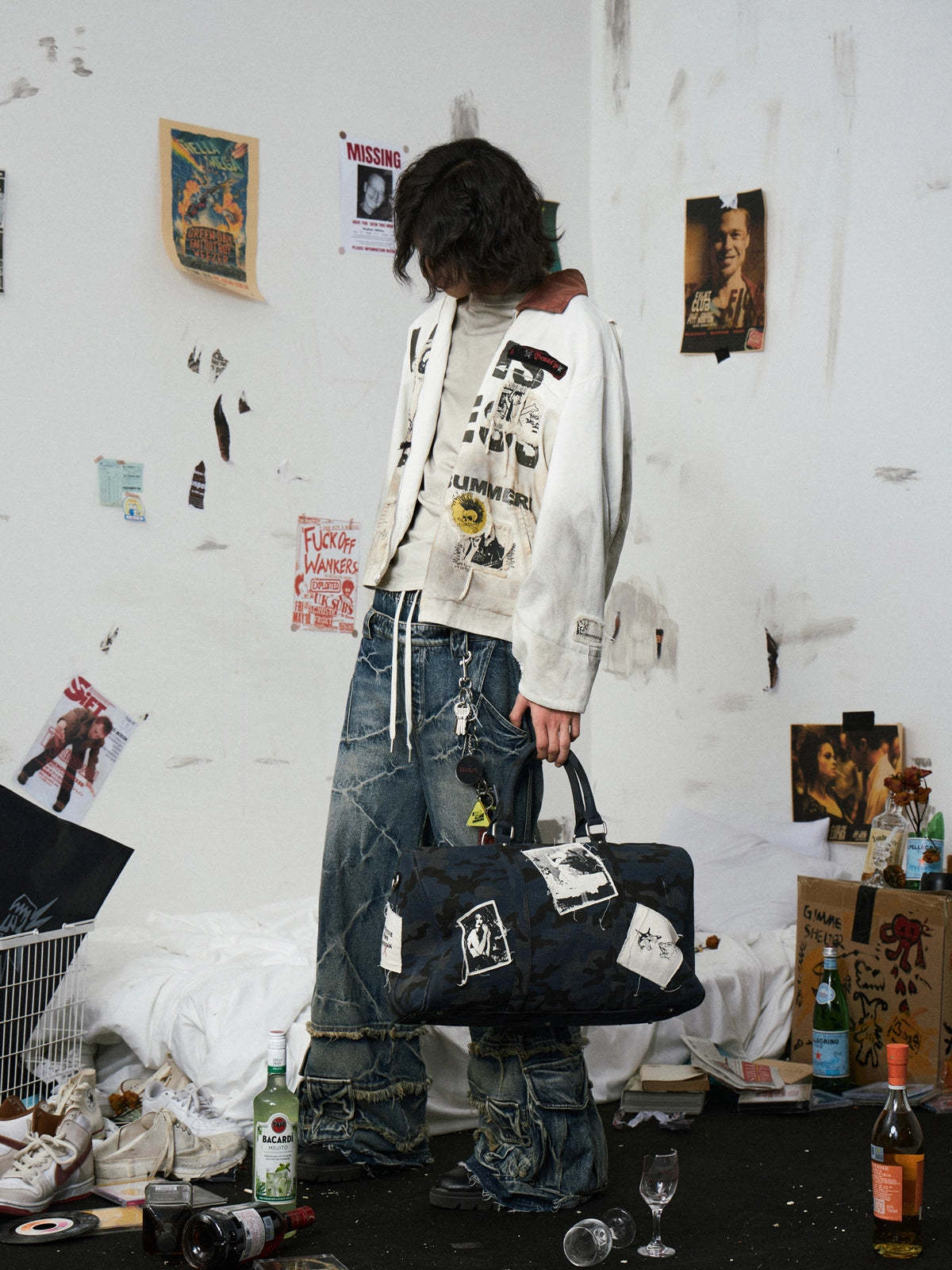 Distressed Stain White Detroit Jacket