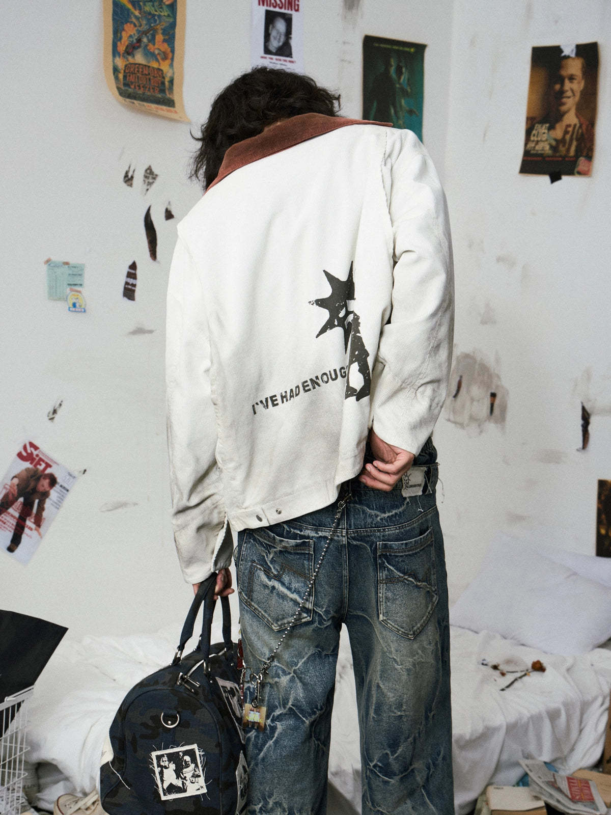 Distressed Stain White Detroit Jacket
