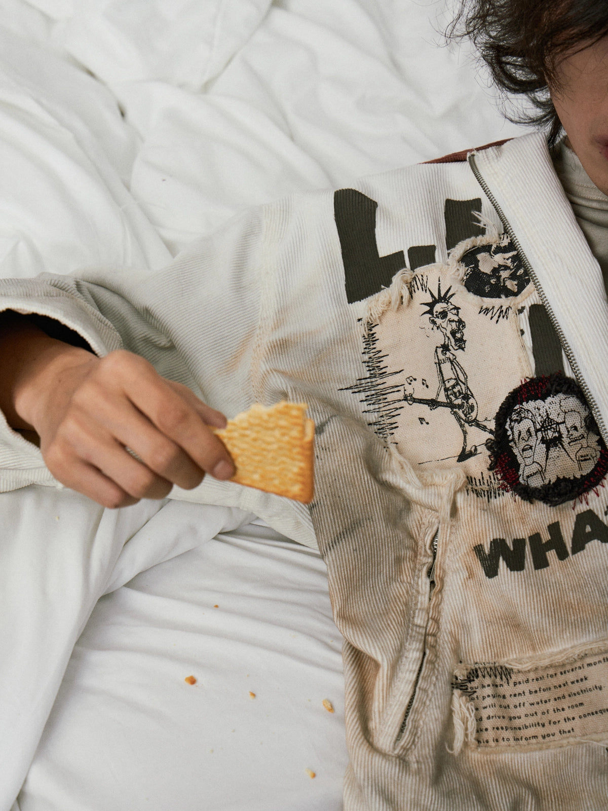 Distressed Stain White Detroit Jacket