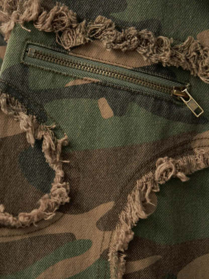 Camouflage Distressed Work Jacket