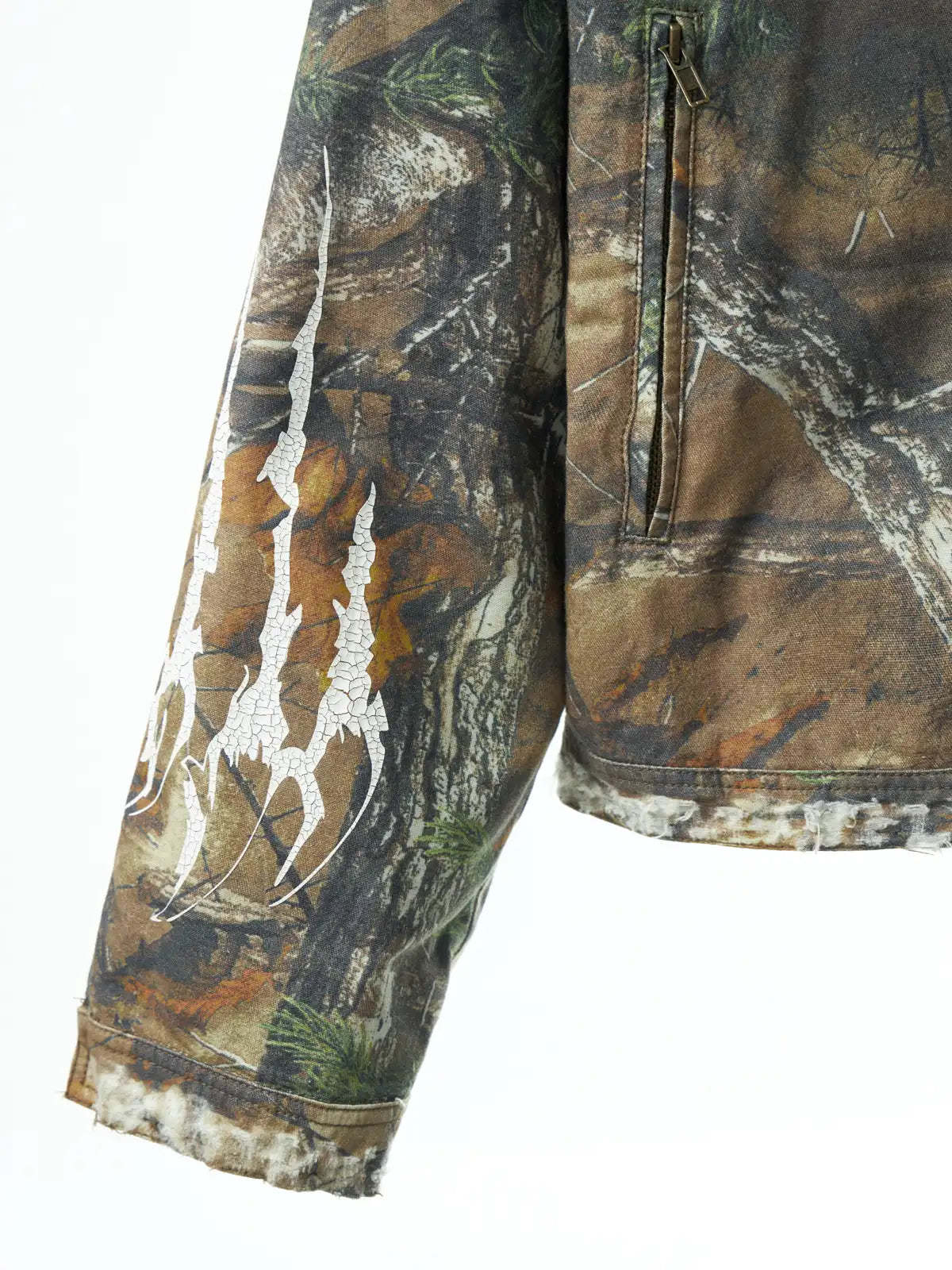 Camouflage Distressed Embroidered Jacket