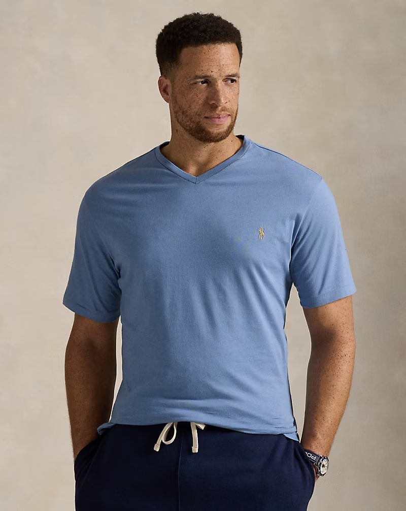 【Up to 59% off！】Jersey V-Neck T-Shirt