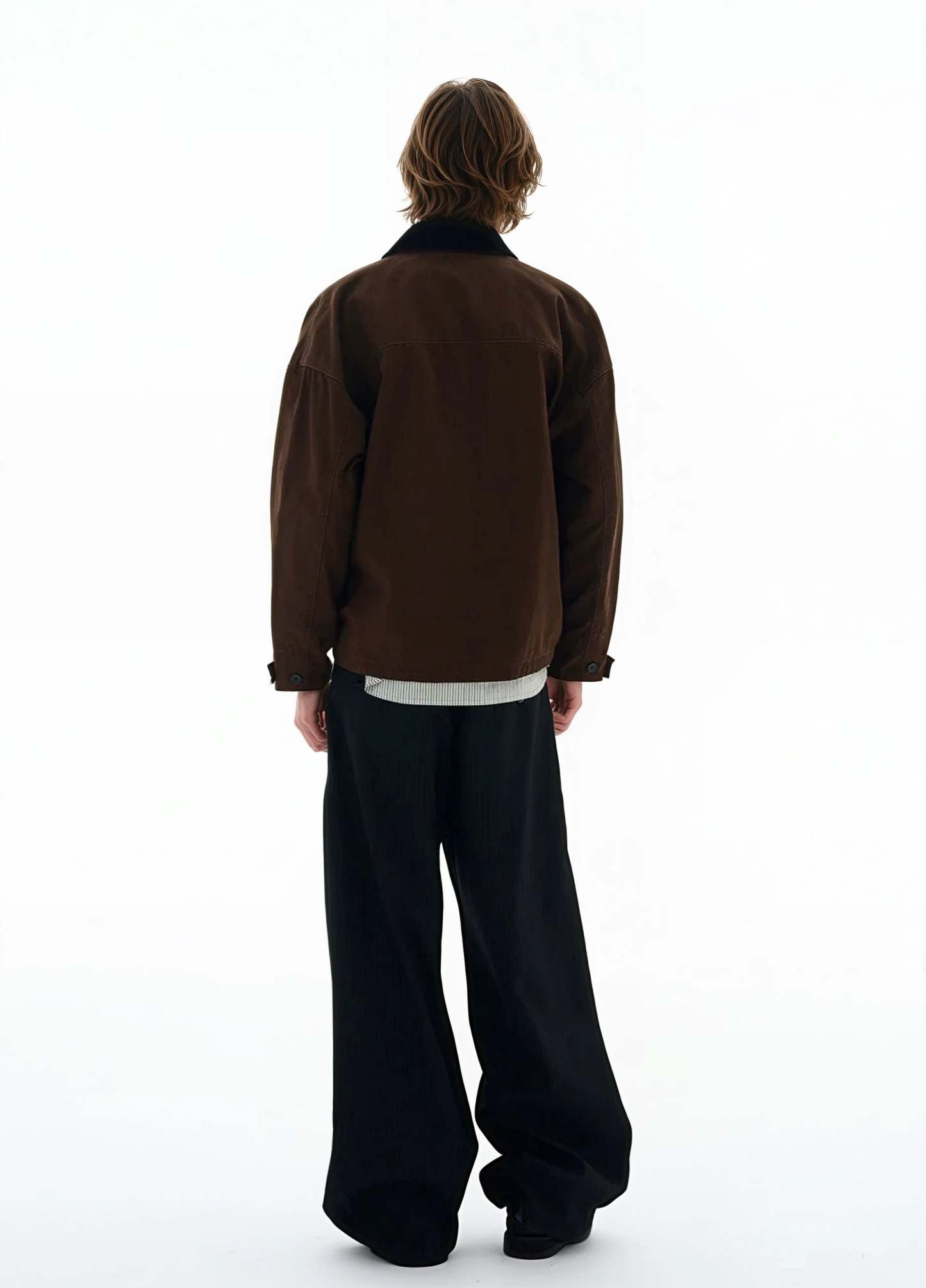 Fireman Buckle Worker Zip Jacket with Contrast Collar