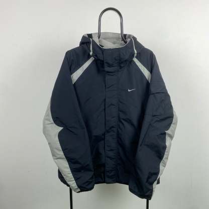 2000'sReversible Fleece Coat Jacket Black Grey
