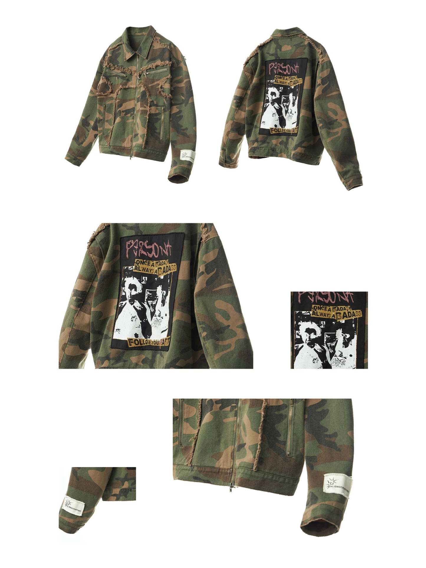 Camouflage Distressed Work Jacket