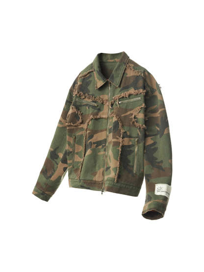 Camouflage Distressed Work Jacket