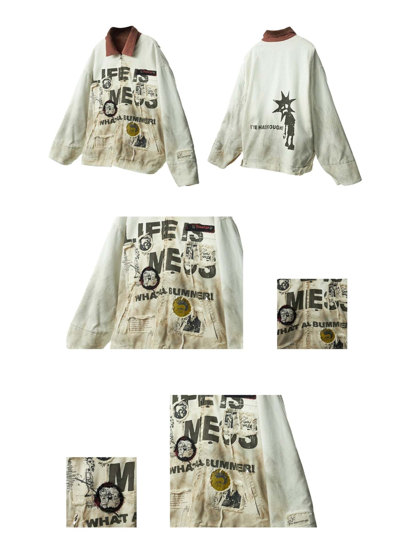 Distressed Stain White Detroit Jacket