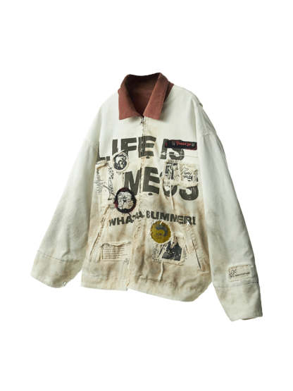 Distressed Stain White Detroit Jacket