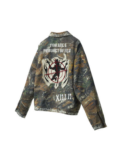 Camouflage Distressed Embroidered Jacket