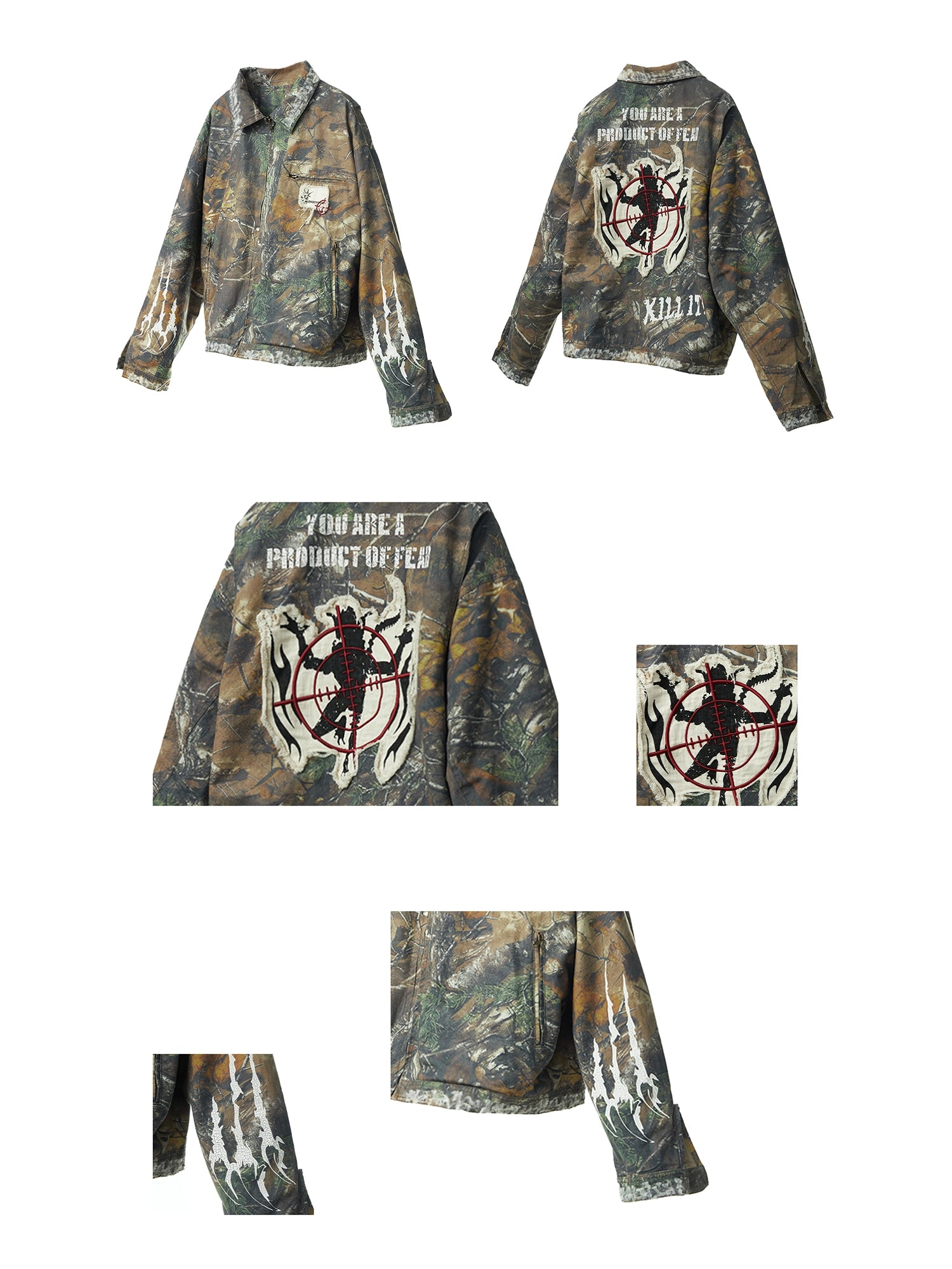 Camouflage Distressed Embroidered Jacket