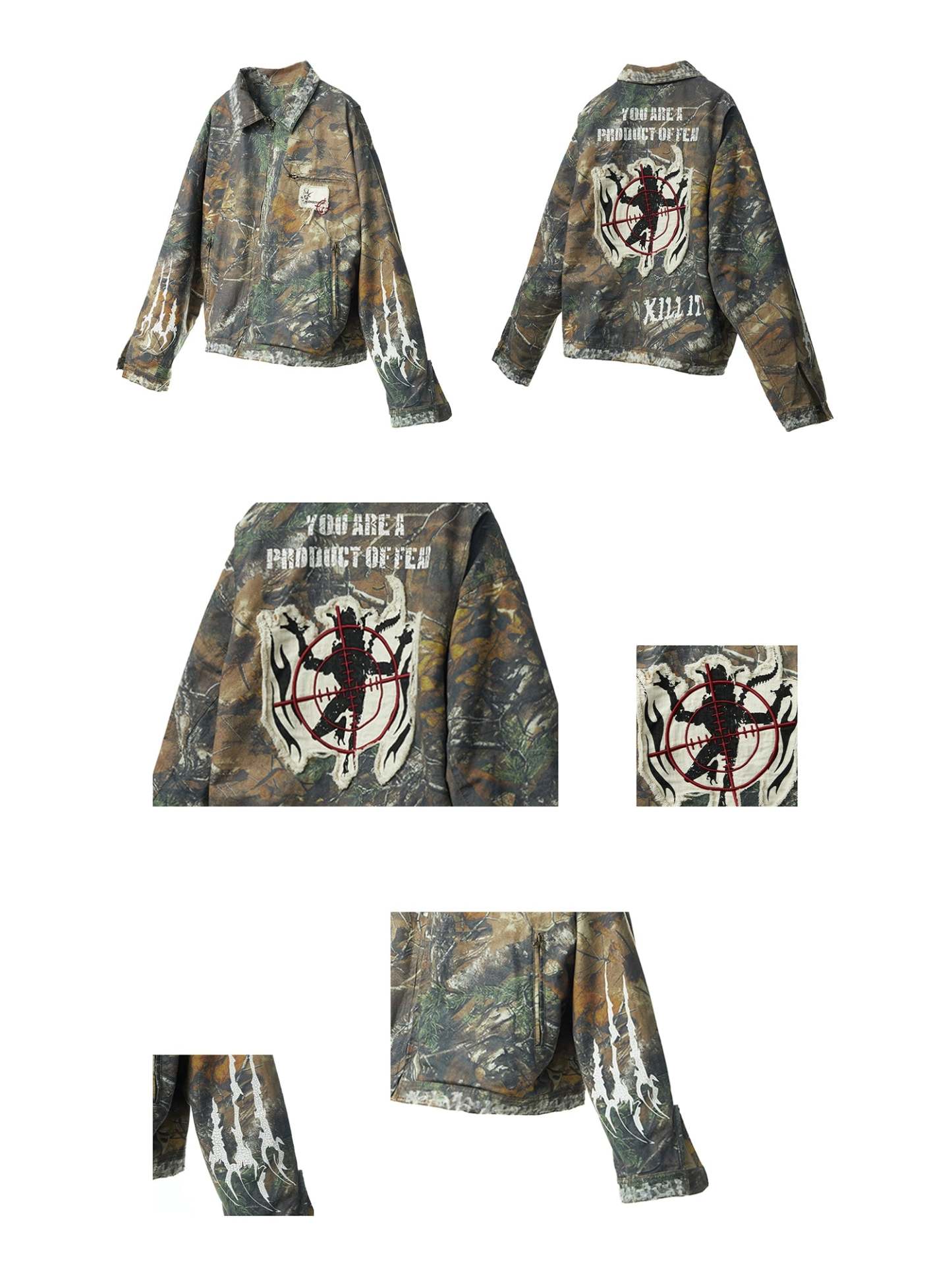 Camouflage Distressed Embroidered Jacket