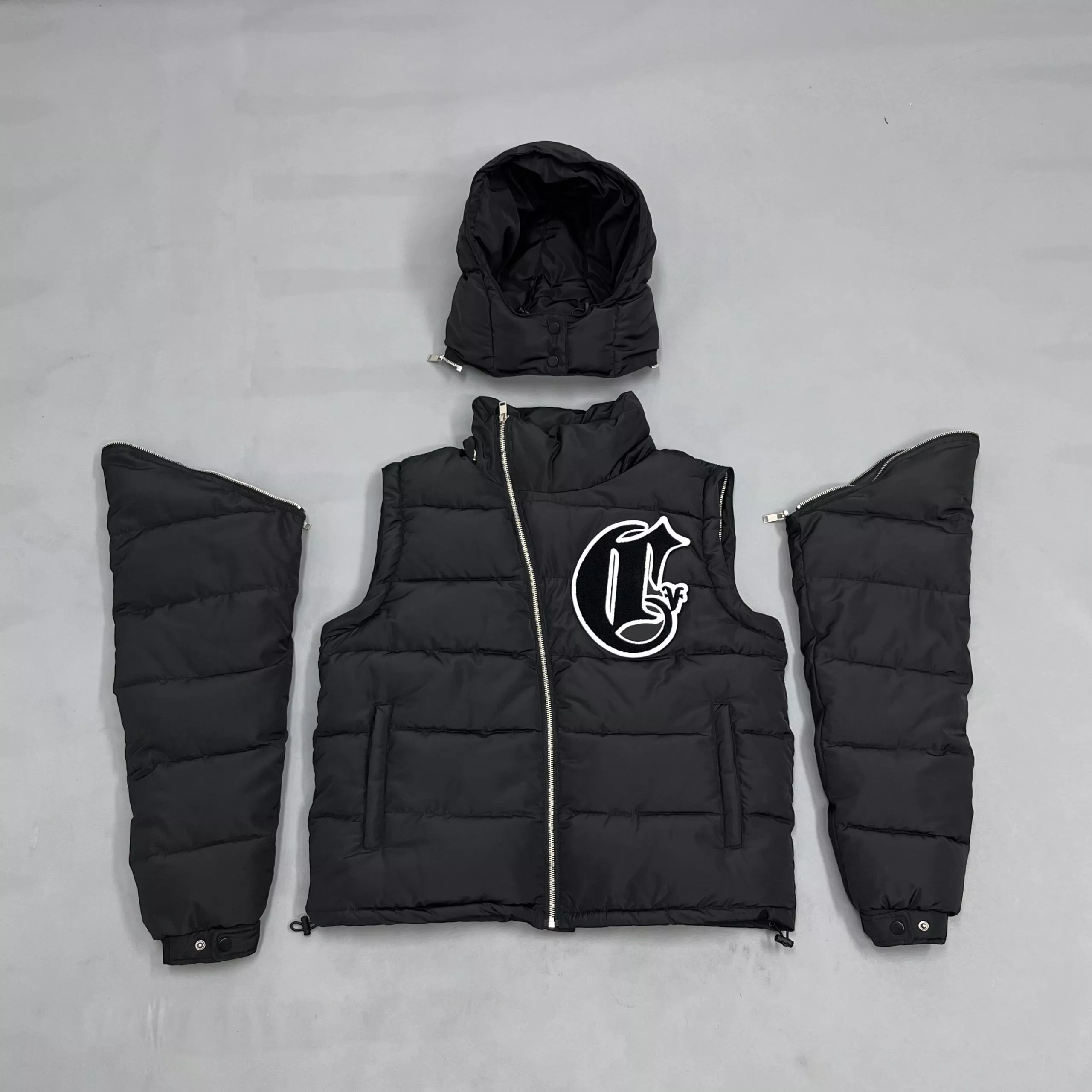 Corvidae Puffer Vest Jacket Black