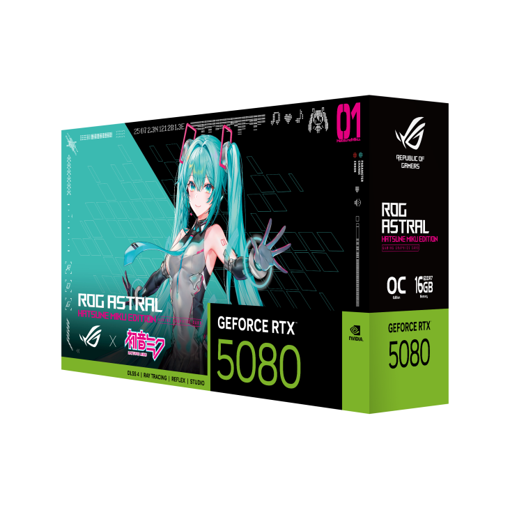 ASUS ROG Astral GeForce RTX 5080 16GB GDDR7 OC RO JI x HATSUNE MIKU Edition PCI-Express 5.0 DLSS 4.0 Graphics Card - RO JI x HATSUNE MIKU Edition