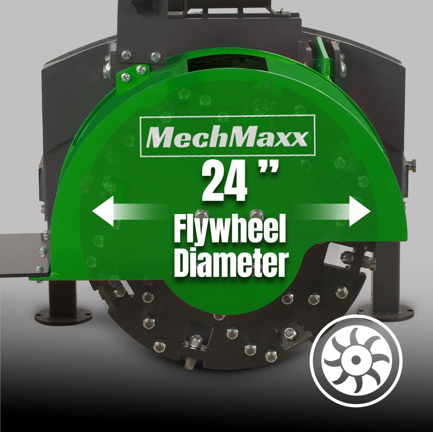 24-inch solid steel grinding flywheel on SG24 stump grinder