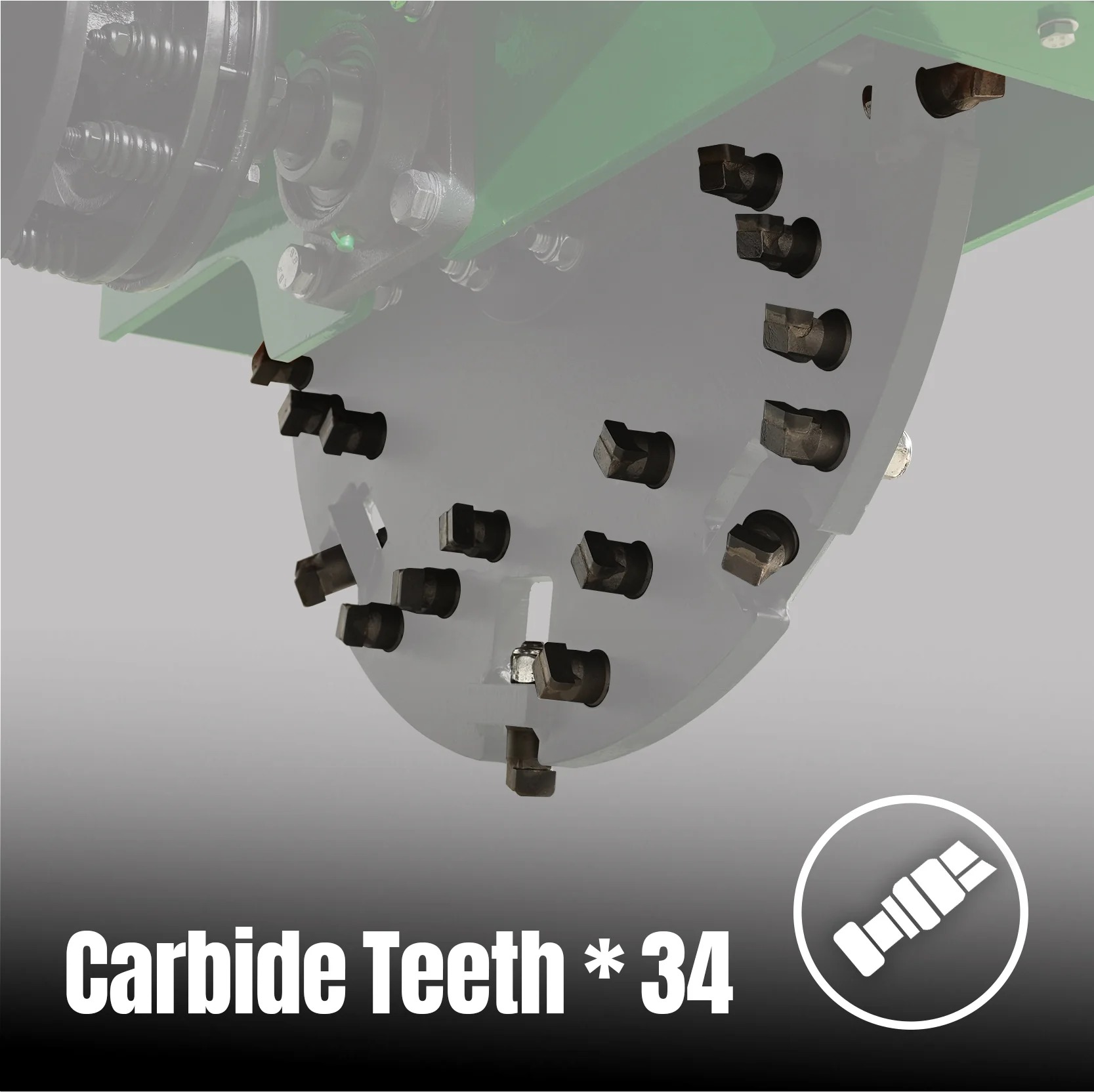 34 tungsten carbide cutting teeth mounted on SG24 wheel