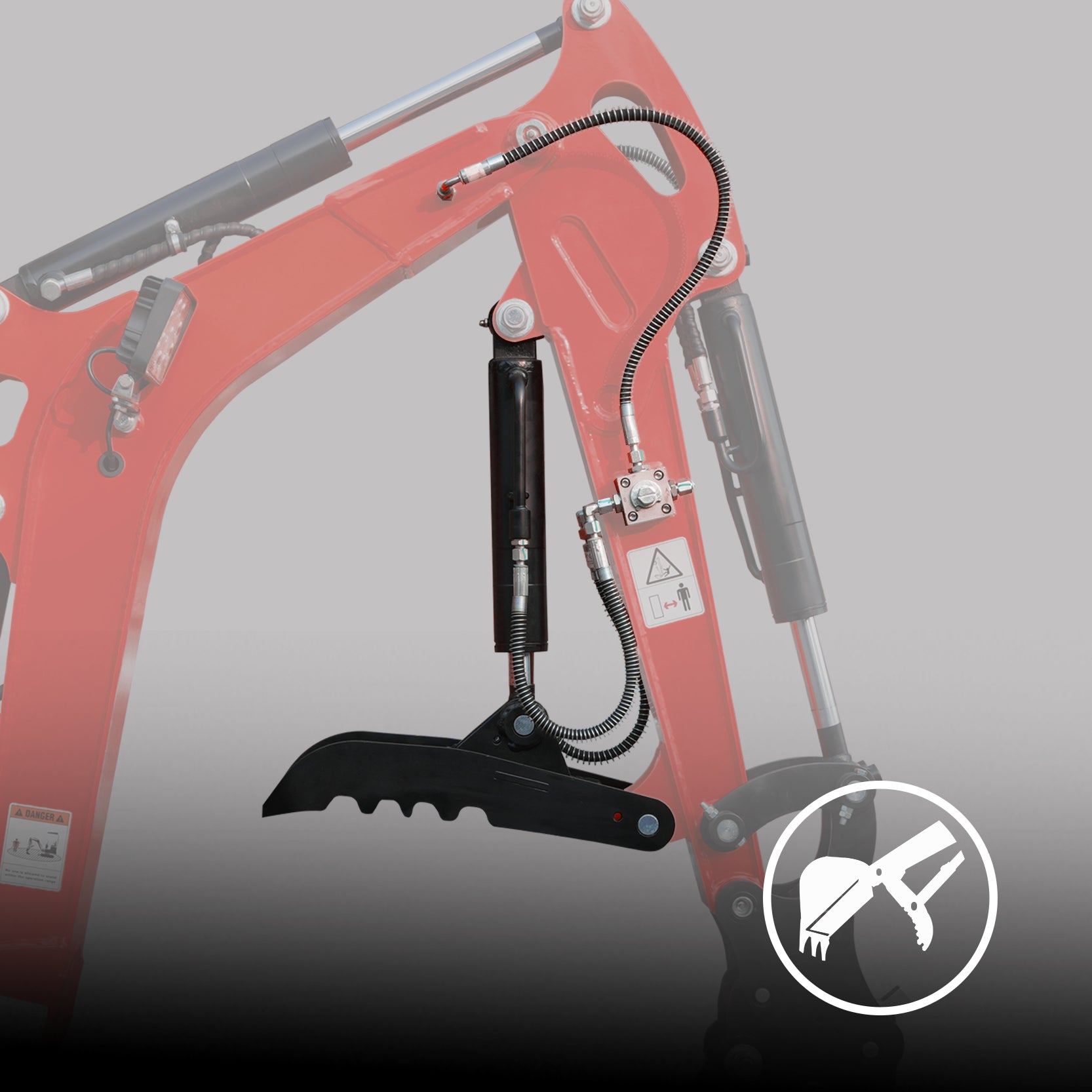 Hydraulic thumb included on excavator