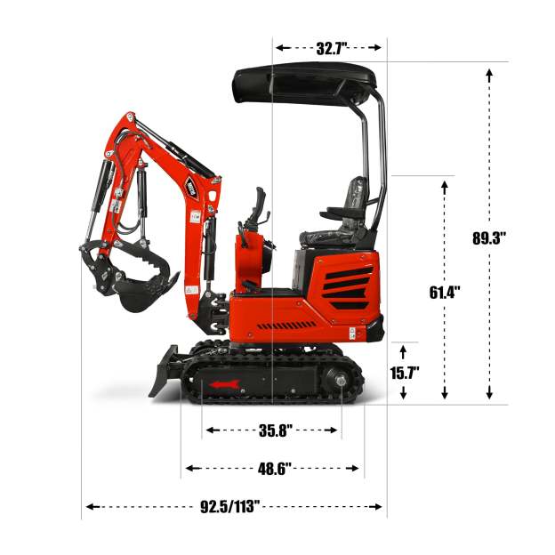Mini Compact Excavator HONDA GX390 Engine, 65.7” Max. Digging Depth, 2280 LBS Operating Weight, MEC10