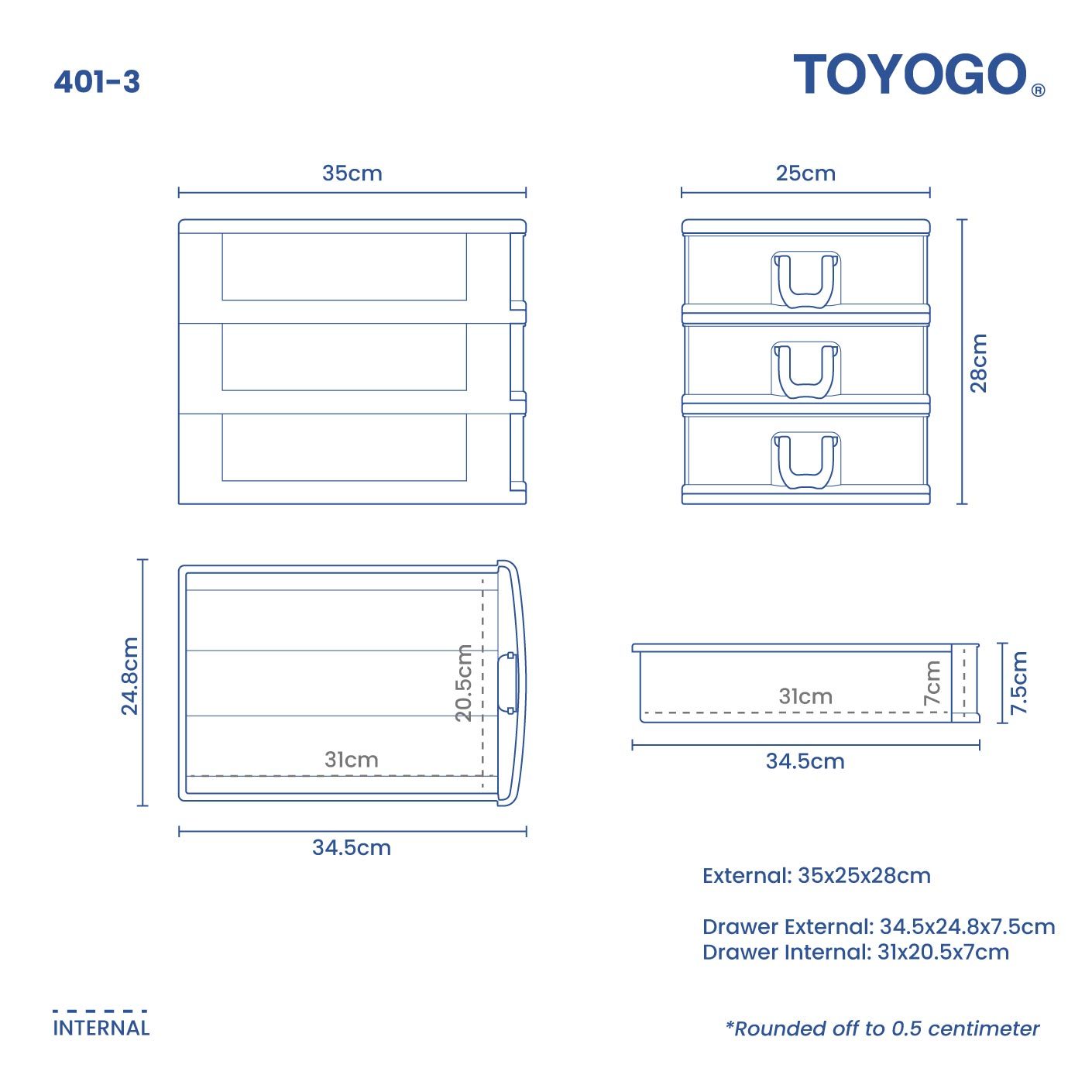 3 TIER 3S A4 DRAWER (401-3)