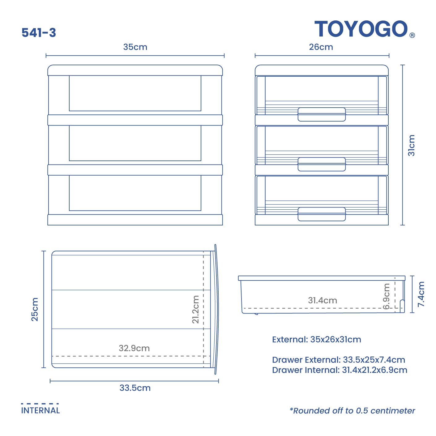 3 TIER MARINE A4 DRAWER (541-3)
