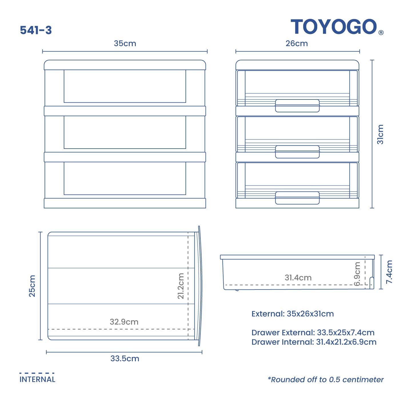 3 TIER MARINE A4 DRAWER (541-3)