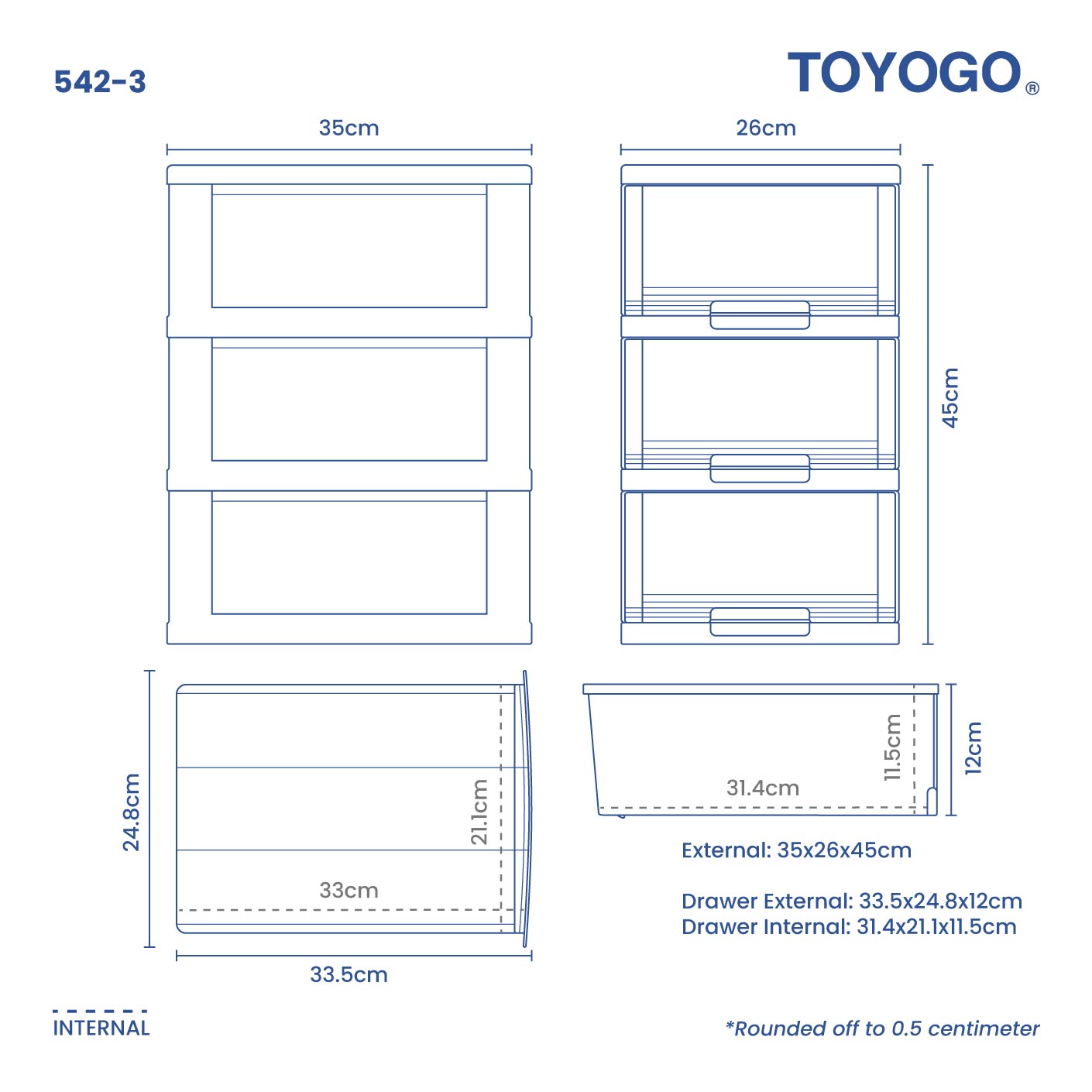 3 TIER MARINE A4 DRAWER (3B) (542-3)