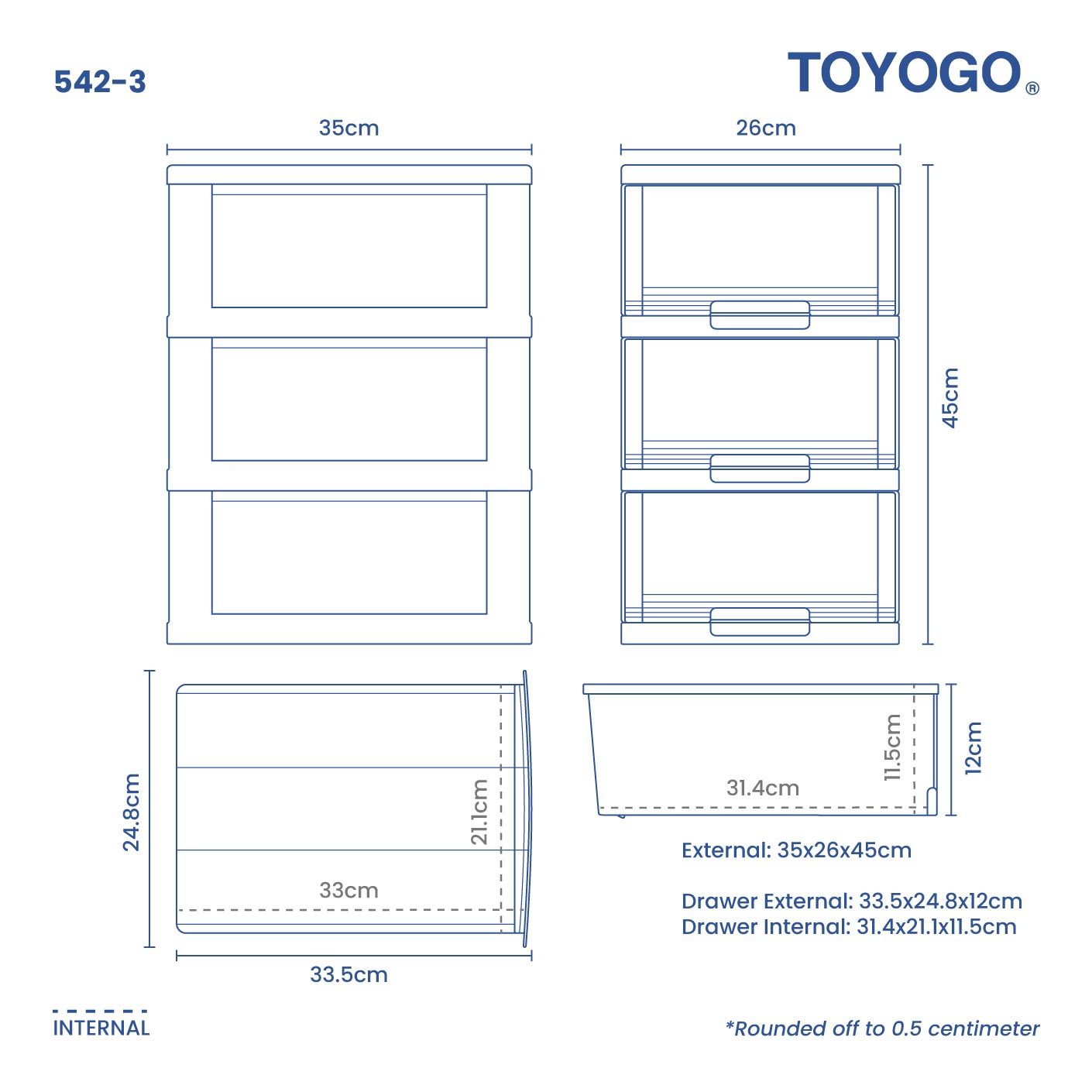 3 TIER MARINE A4 DRAWER (3B) (542-3)