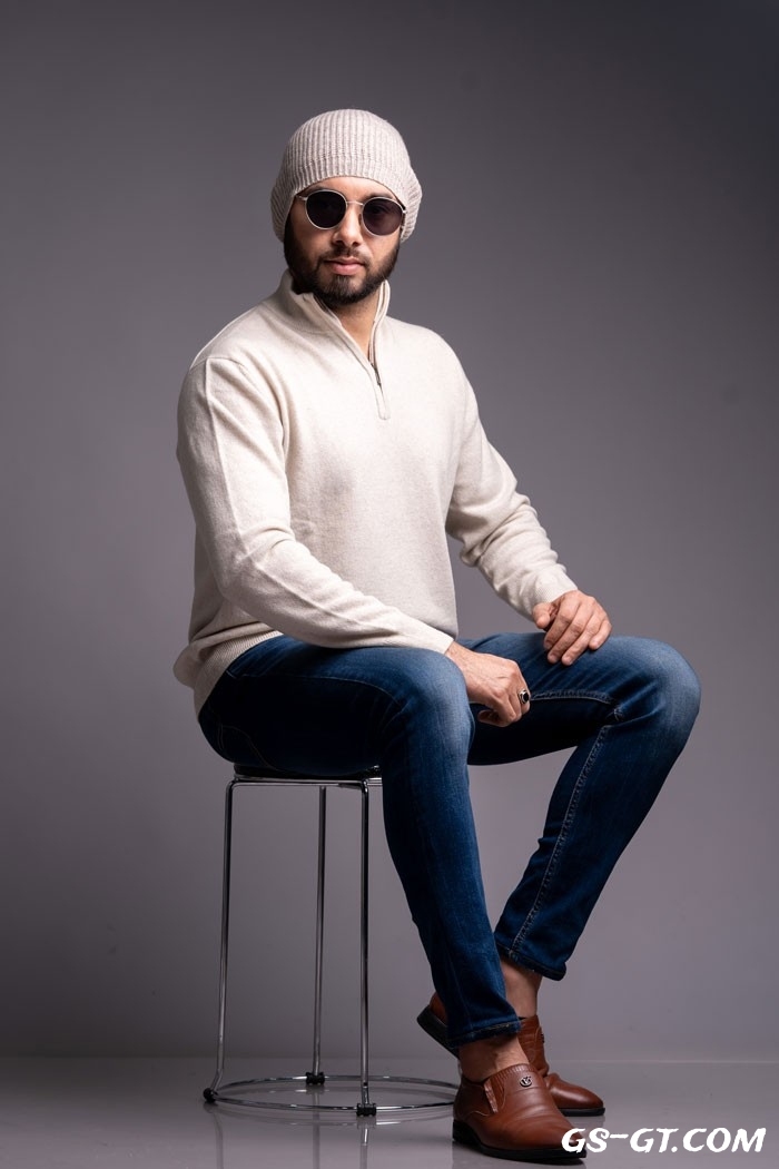 Pashmina Hats 100% Cashmere Men's Striped Cap