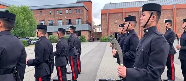 Gurkhas carrying Ceremonial Khukuri during Morning drill