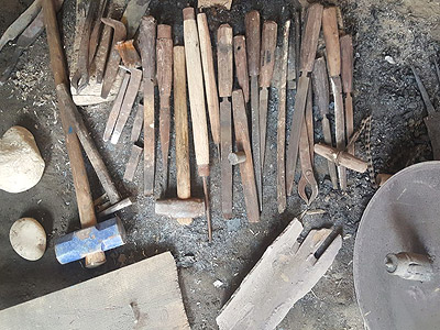 Primitive Tools for kukri making