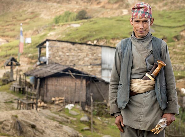 a farmer with a Chainpure Wooden kukri