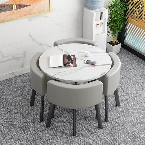 Mesa plegable, mesa de comedor pequeña para el hogar, mesa de negociación de fideos de tienda, combinación de mesa y silla, mesa redonda de recepción