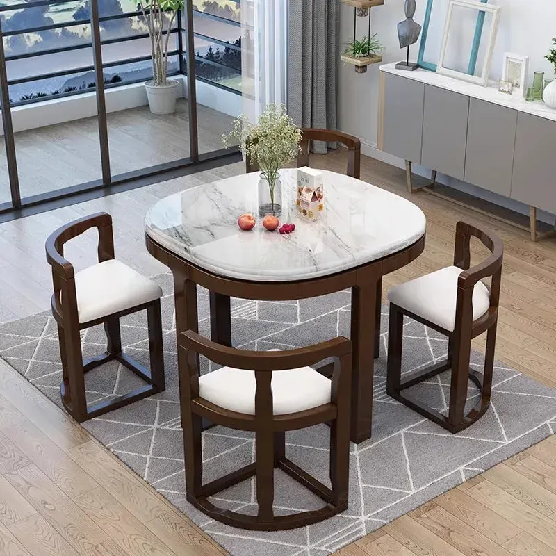 Mesa de comedor organizadora de madera maciza, mesa de comedor de diseño antiguo nórdico