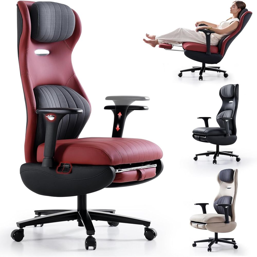 Silla gaming ergonómica de respaldo alto con reposapiés
