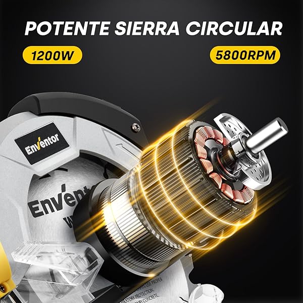 Sierra Circular 1200W, Sierra Circular de Mano 5800RPM, 2 Hojas de Sierra de 24T+40T(Ø185mm), Corte 62mm(90°)/42mm(45°), Guía Láser, para Cortar Madera, Metal Blando, Plástico