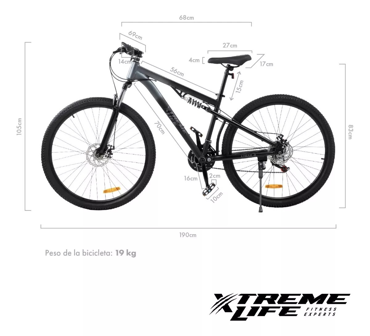 Mountain Bike Aro 29 Doble Suspension Frenos De Disco 21v Color Negro