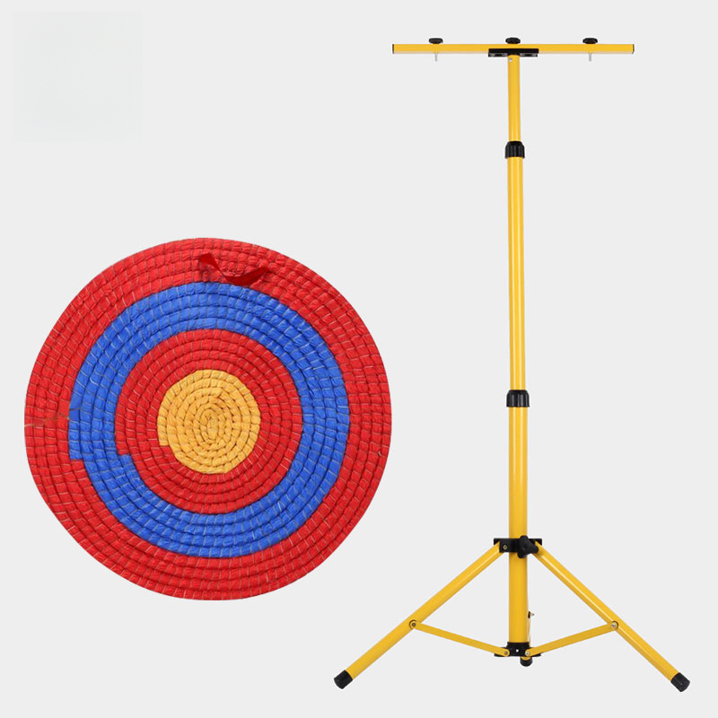 Traditional Solid Straw Round Archery Target with Adjustable Target Stand – Heavy Iron Tripod for Backyard, Range & Club Practice