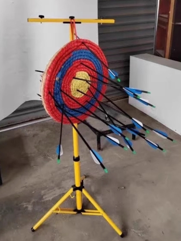YUOUY Archery Target Stand, Foldable and Adjustable Metal Tripod for Bow and Arrow, Ideal for Backyards and Shooting Ranges. Hanging Stand for Straw Targets and Work Lights