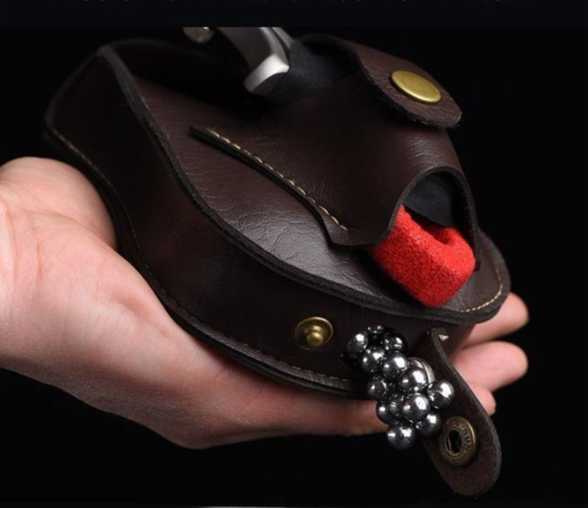 YUOUY 2 in 1 Hunting Slingshot Pouch, Hunting Catapult Leather Slingshot Ammo Balls Pouch Bag Case(Ammo and Slingshot not Included)