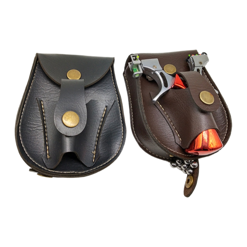 YUOUY 2 in 1 Hunting Slingshot Pouch, Hunting Catapult Leather Slingshot Ammo Balls Pouch Bag Case(Ammo and Slingshot not Included)