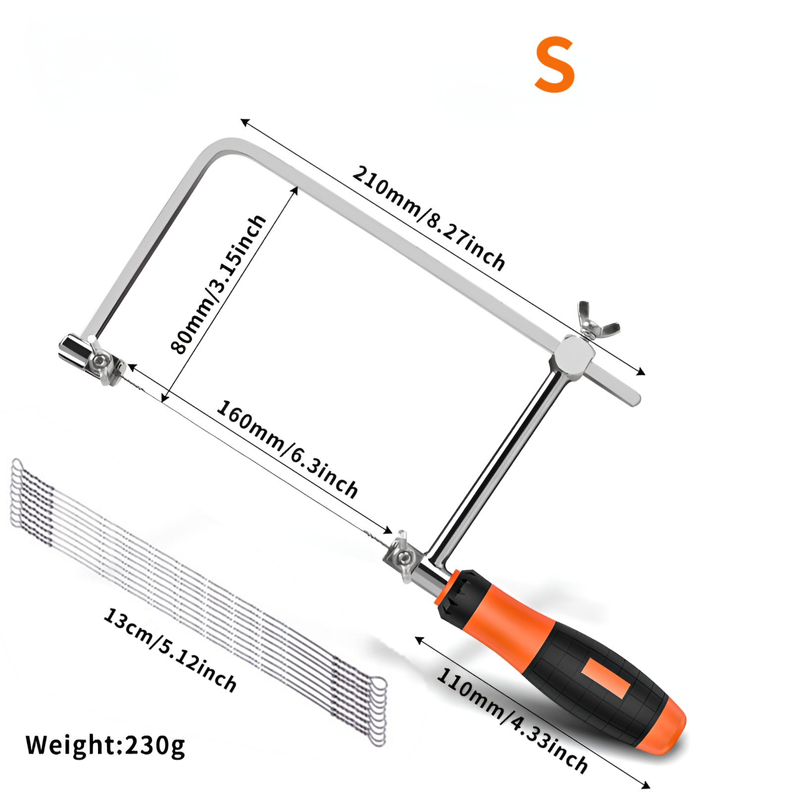 Coping Saw Heavy Duty Metal Woodworking Hand Saw Fast Cutting Non-slip Hacksaw, 10 Replacement Blades Set YY-y5y88655