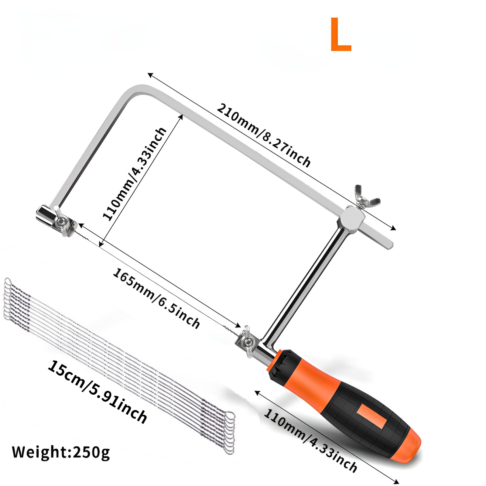 Coping Saw Heavy Duty Metal Woodworking Hand Saw Fast Cutting Non-slip Hacksaw, 10 Replacement Blades Set YY-y5y88655