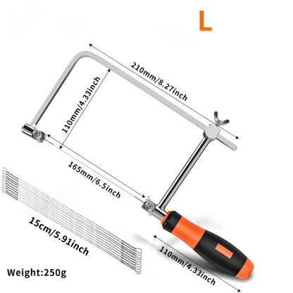 Coping Saw Heavy Duty Metal Woodworking Hand Saw Fast Cutting Non-slip Hacksaw, 10 Replacement Blades Set YY-y5y88655