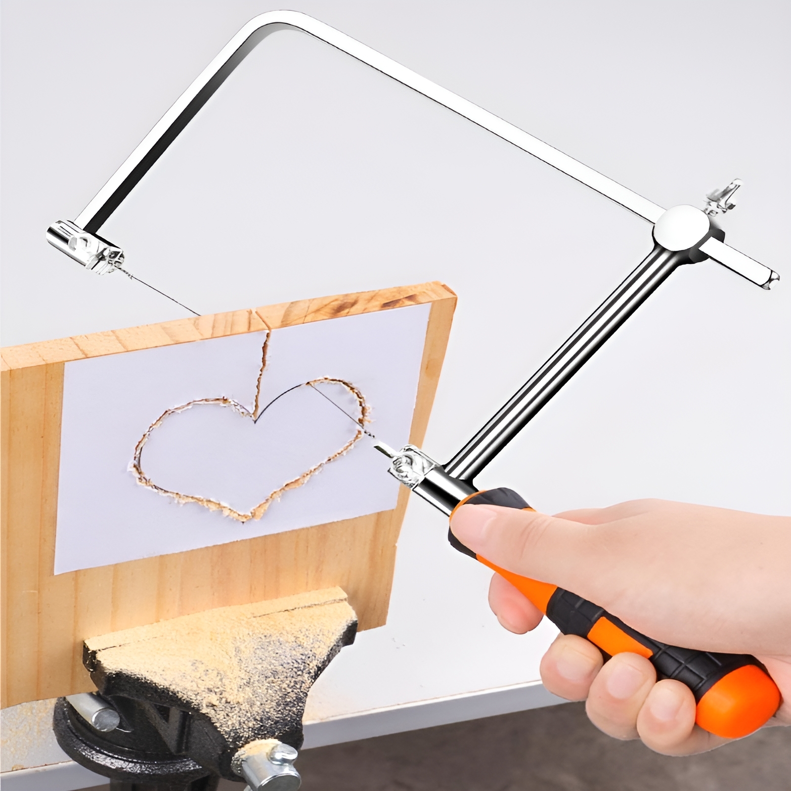 Coping Saw Heavy Duty Metal Woodworking Hand Saw Fast Cutting Non-slip Hacksaw, 10 Replacement Blades Set YY-y5y88655