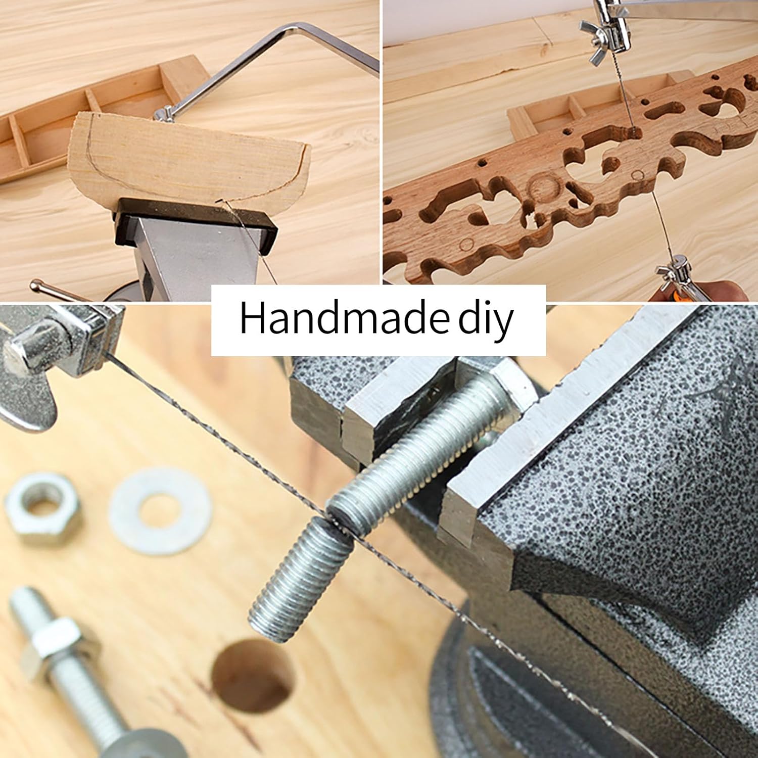 Coping Saw Heavy Duty Metal Woodworking Hand Saw Fast Cutting Non-slip Hacksaw, 10 Replacement Blades Set YY-y5y88655