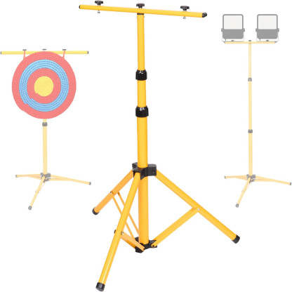 YUOUY Archery Target Stand, Foldable and Adjustable Metal Tripod for Bow and Arrow, Ideal for Backyards and Shooting Ranges. Hanging Stand for Straw Targets and Work Lights
