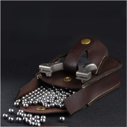 YUOUY 2 in 1 Hunting Slingshot Pouch, Hunting Catapult Leather Slingshot Ammo Balls Pouch Bag Case(Ammo and Slingshot not Included)
