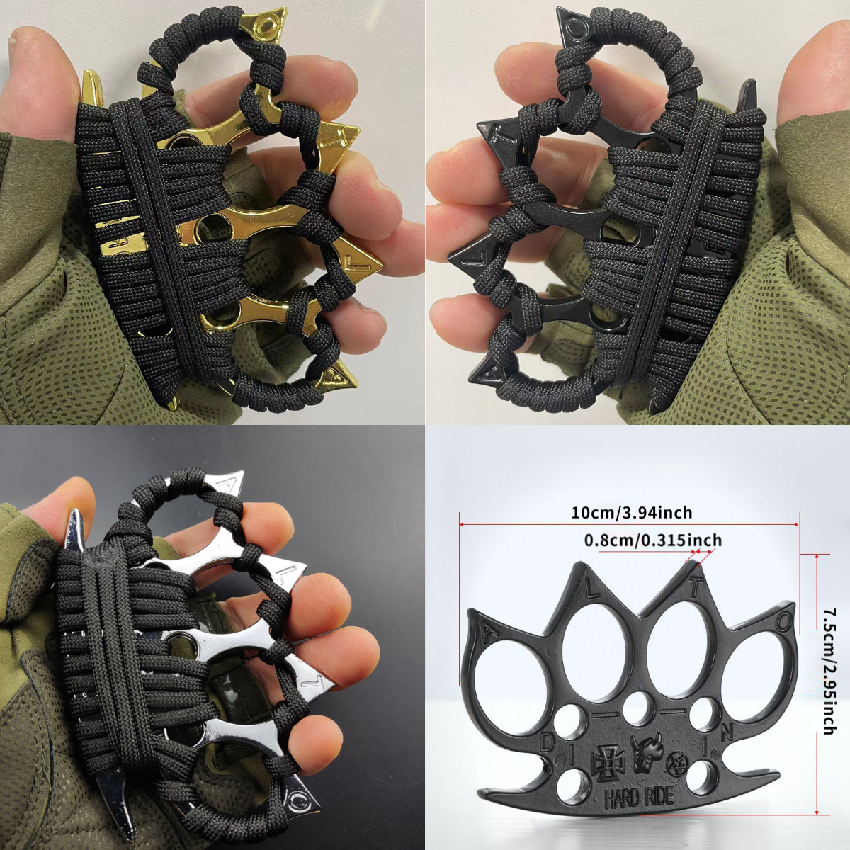 3pcs Full Rope Brass Knuckles YY-0240628003
