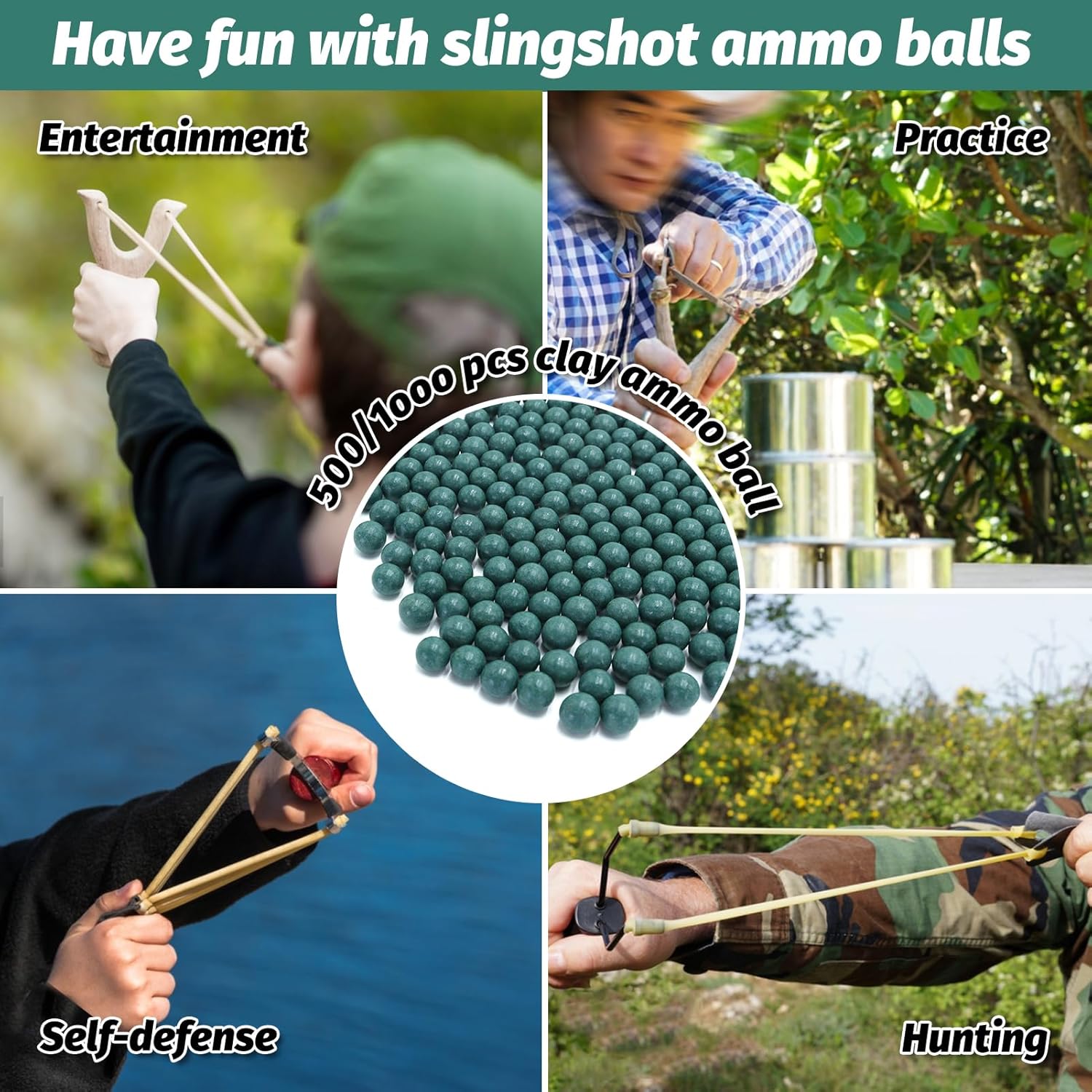 9mm-10mm Precision Clay Slingshot Ammo YY-Green9/10