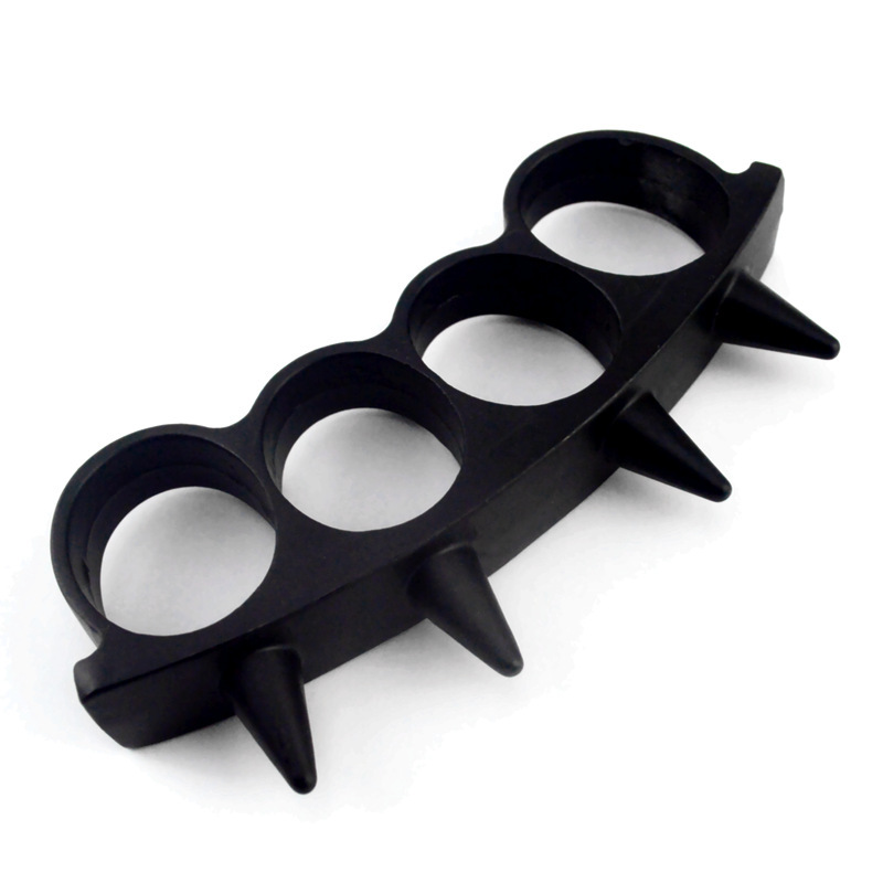 2pcs Brass Knuckles Pointed Four-Finger Fist Ring Buckle Black and Golden YY-kck001