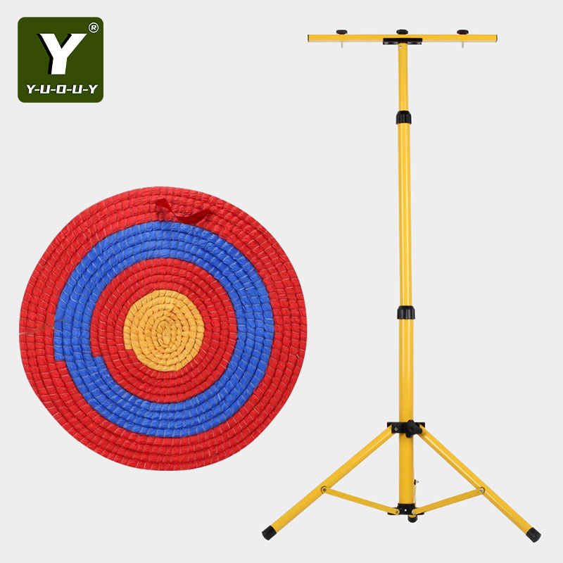 YUOUY Outdoor Archery Gear Recurve Bow with Round Straw Target Complete Shooting Practice Set, European Warehouse Stock